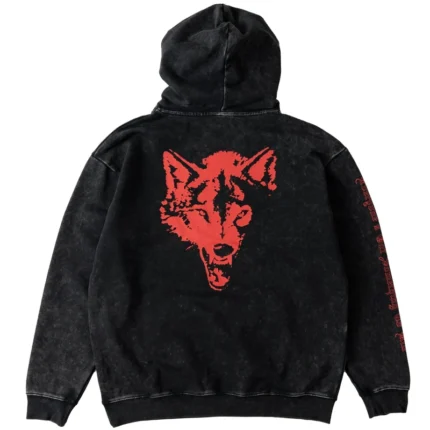 KILL CREW OVERSIZED LUX LONE WOLF HOODIE - BLACK RED (4)
