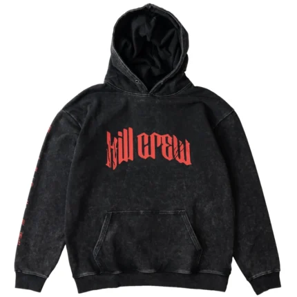 KILL CREW OVERSIZED LUX LONE WOLF HOODIE - BLACK RED (5)