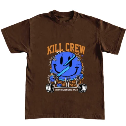 KILL CREW OVERSIZED "WEIGHTS LIFT US UP" T-SHIRT - BROWN