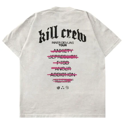 KILL CREW OVERSIZED INNER DEMONS TOUR T-SHIRT - CREAM